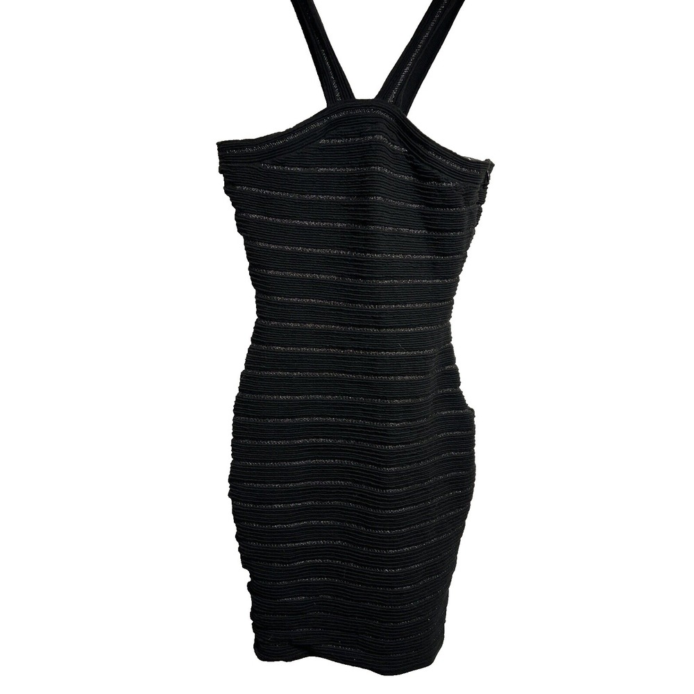 Dress Womens Small Black Sleeveless Ribbed‎ Mini Sheath Gothic Romantic Bodycon - Picture 2 of 9